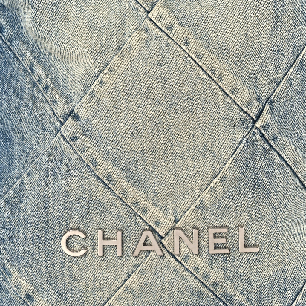 Chanel Denim Quilted Chanel 22 Backpack Blue