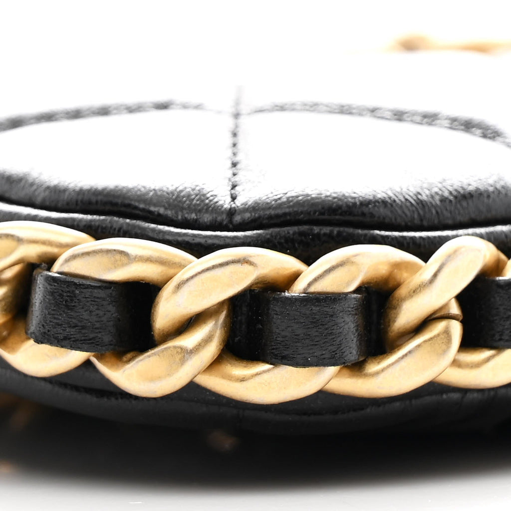 Chanel Lambskin Quilted Chain Around Top Handle Mini Bag Black