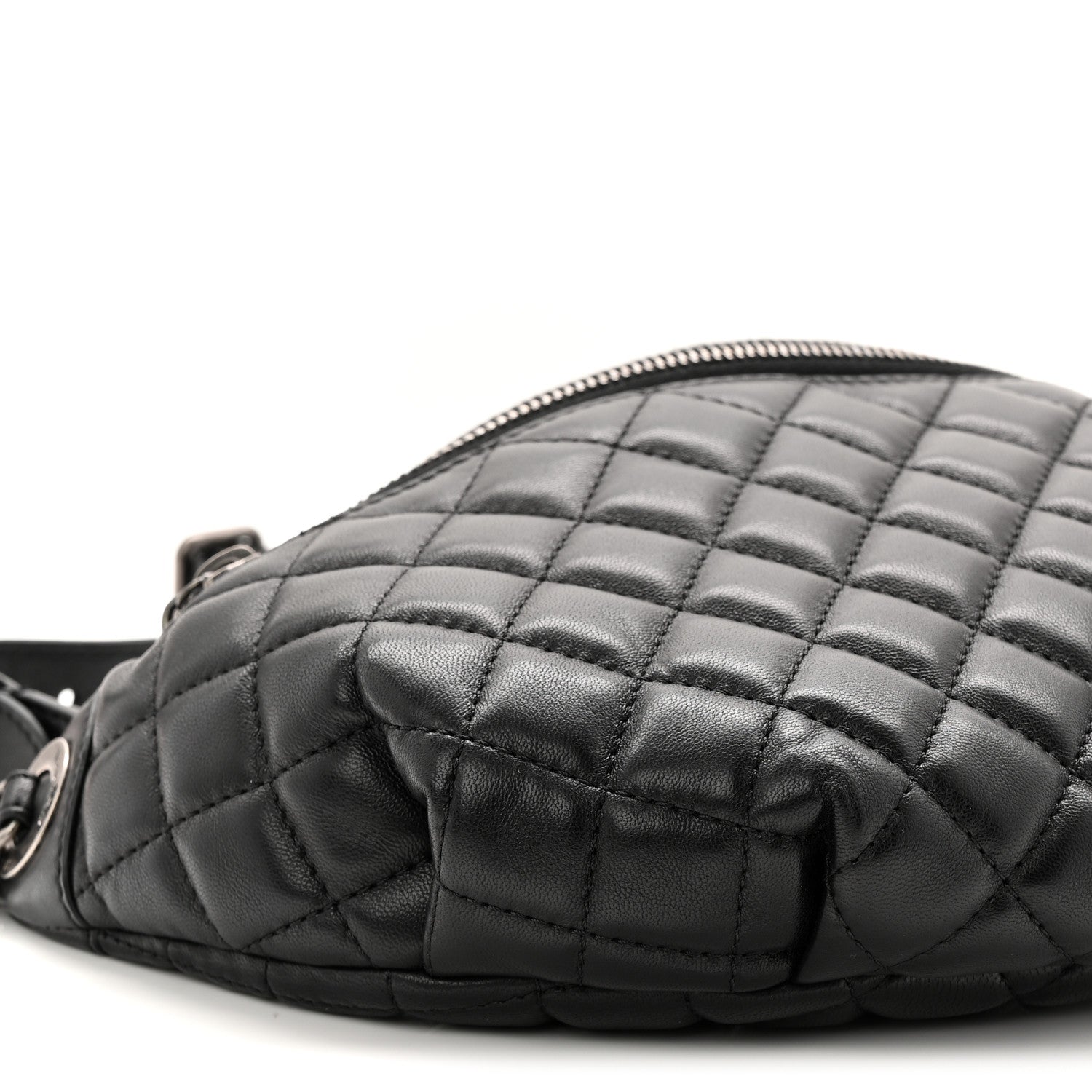 Chanel Lambskin Quilted Banane Waist Bag Fanny Pack Black