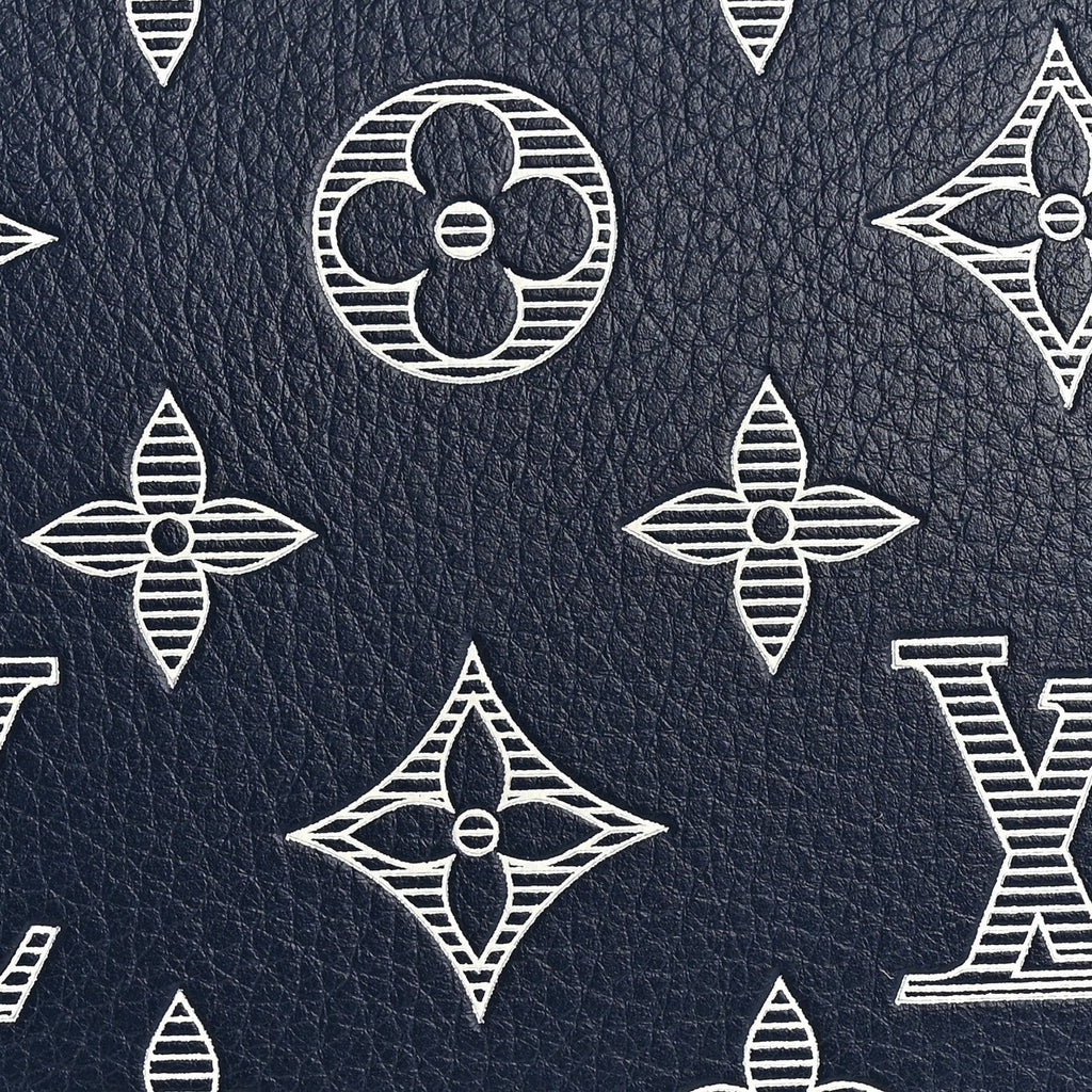 Louis Vuitton Calfskin Shadow Monogram Keepall Bandouliere 50 Ink Blue White