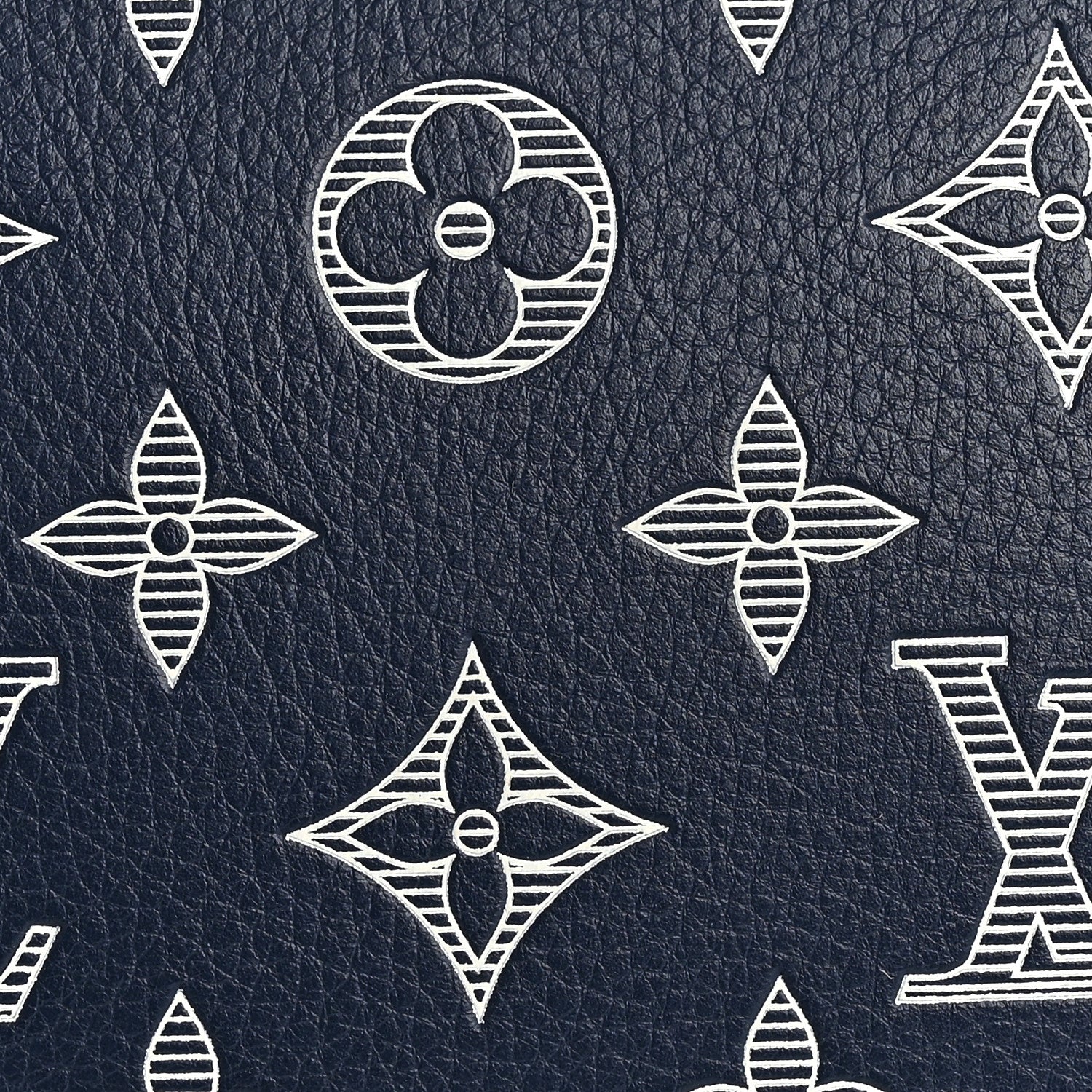 Louis Vuitton Calfskin Shadow Monogram Keepall Bandouliere 50 Ink Blue White