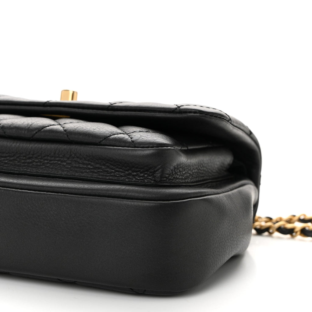 Chanel Calfskin Quilted Top Handle Flap Black