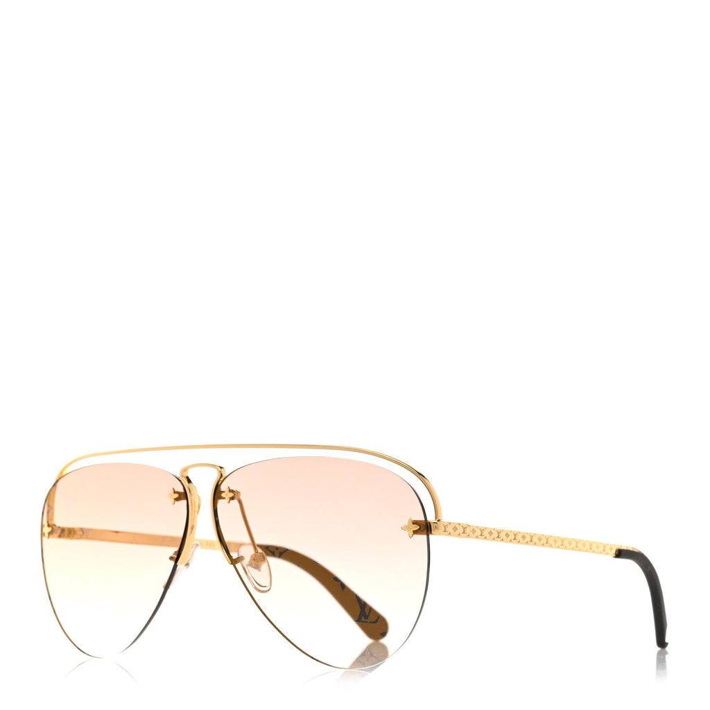 Louis Vuitton Monogram Grease Sunglasses Z1366E Gold
