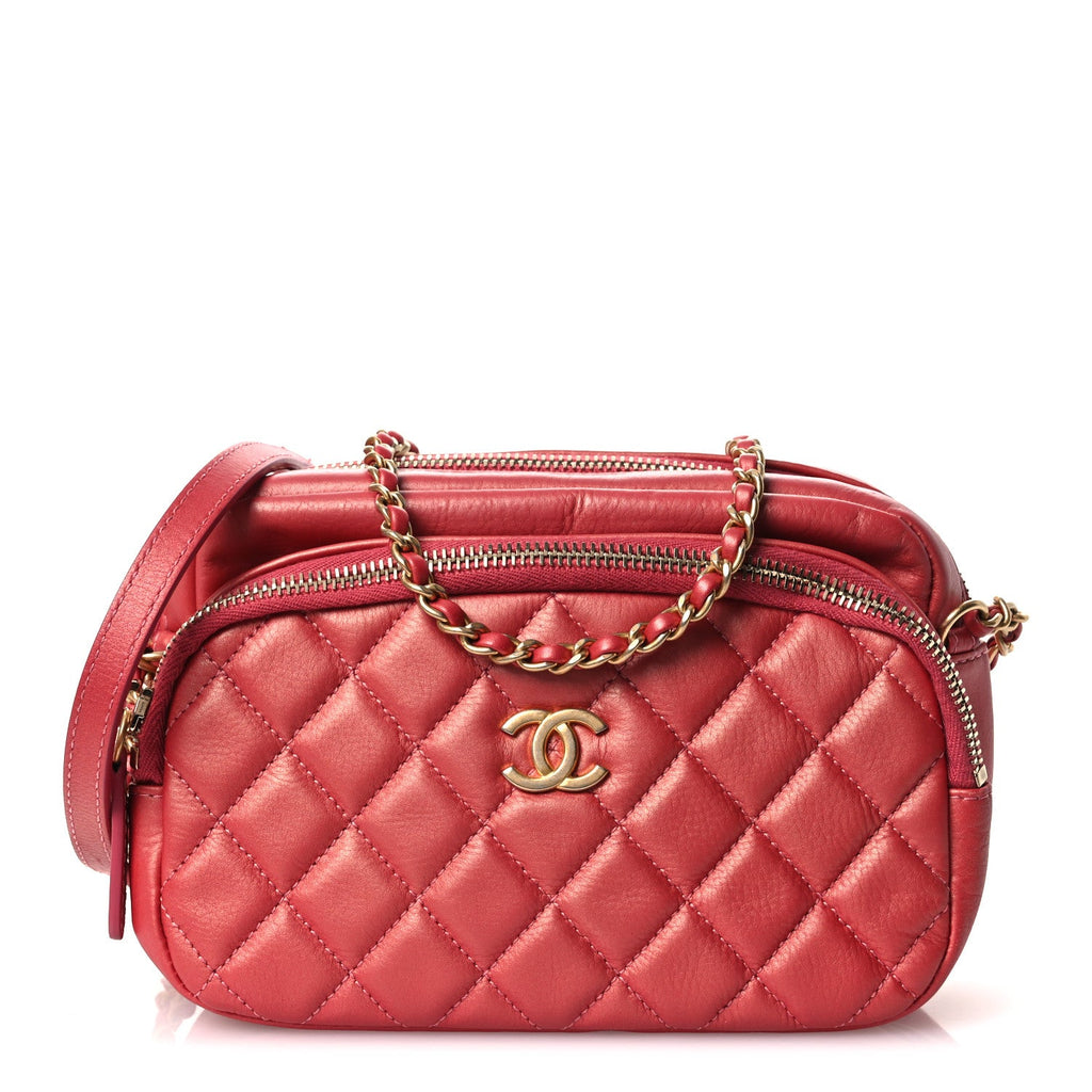 Chanel Calfskin Quilted Day Trips Camera Case Pink