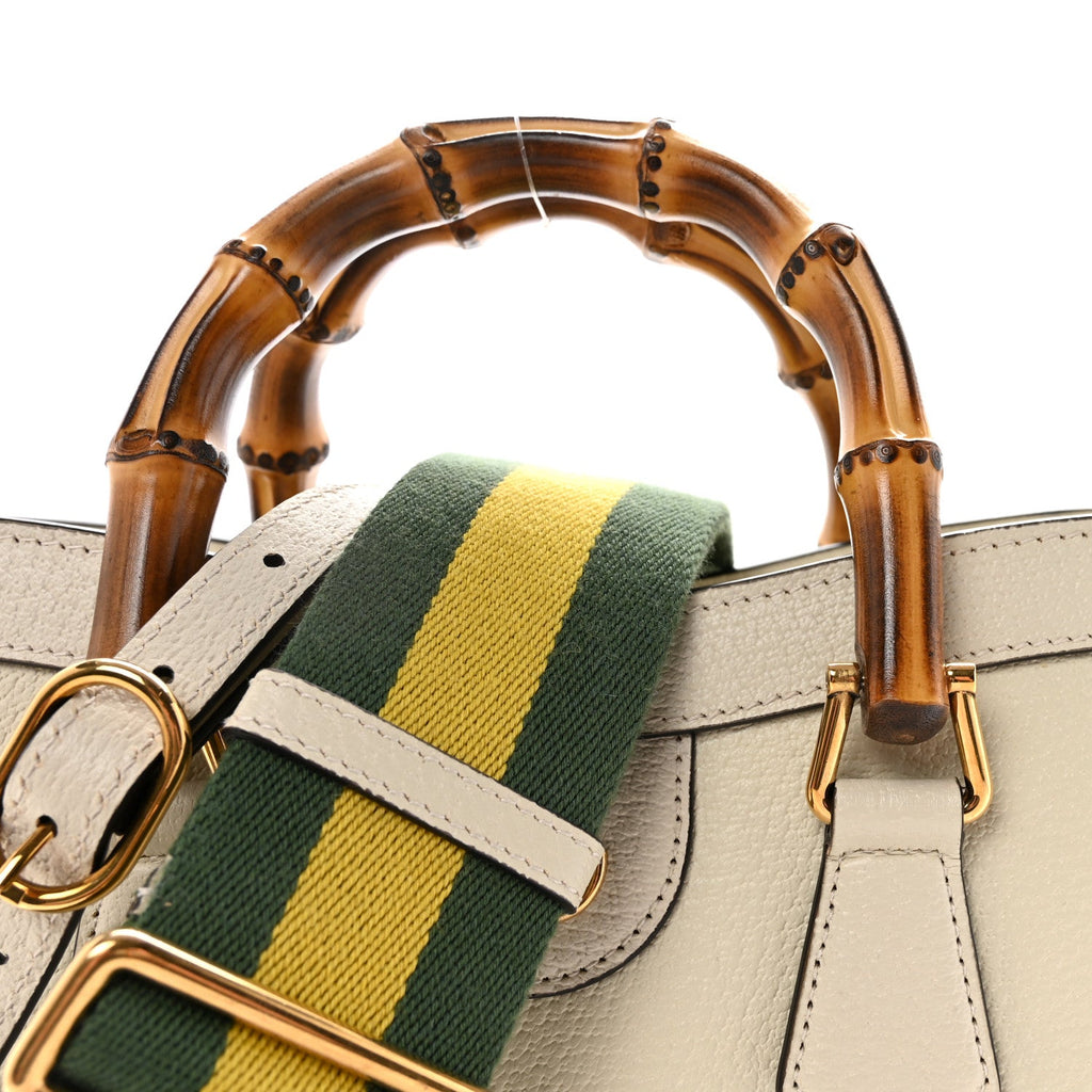 Gucci Wonka Grain Calfskin Small Diana Tote Bag Mystic White