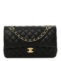 Chanel Lambskin Quilted Medium Double Flap Black