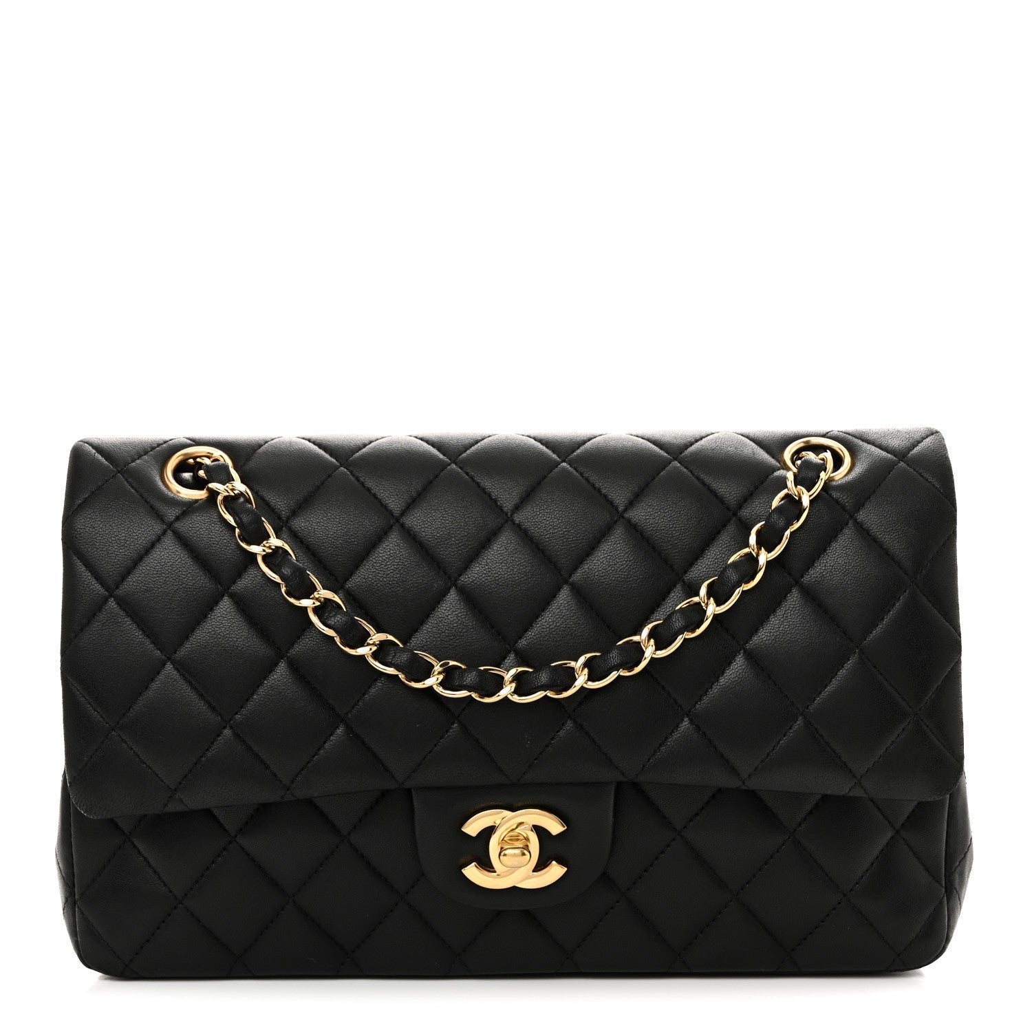 Chanel Lambskin Quilted Medium Double Flap Black