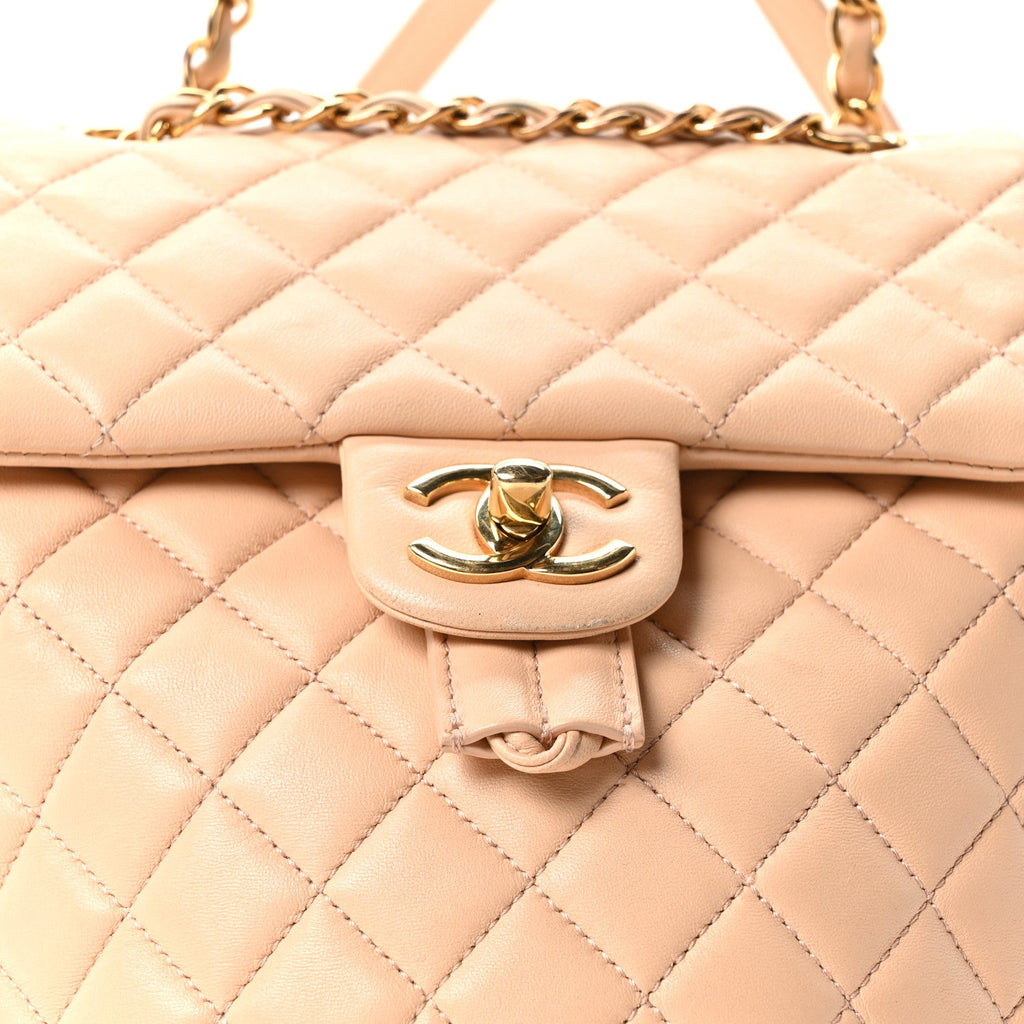 Chanel Calfskin Quilted Small Urban Spirit Backpack Beige