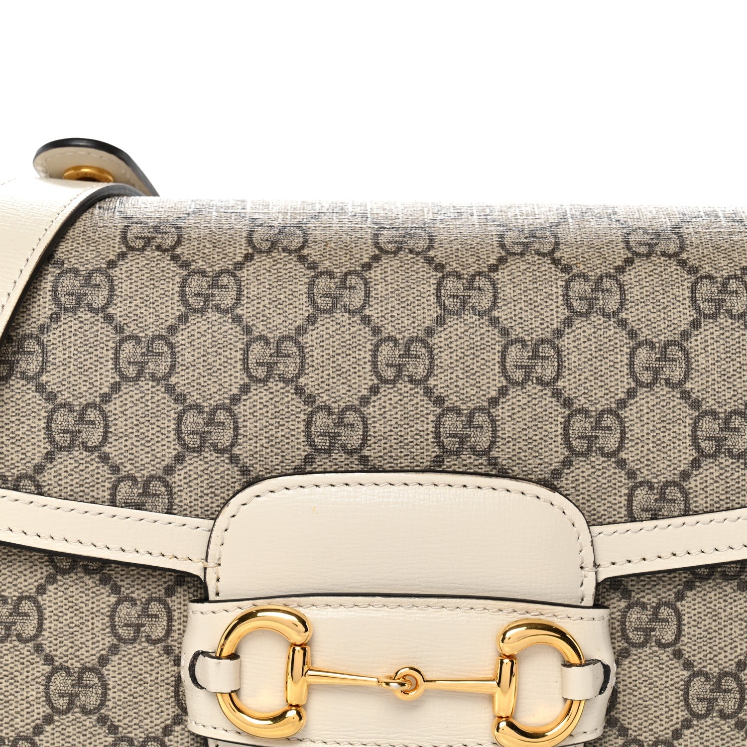 Gucci GG Supreme Monogram Horsebit 1955 Shoulder Bag Beige Mystic White