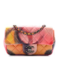 Chanel Printed Lambskin Quilted Small Flower Power Flap Ecru Orange Red Purple