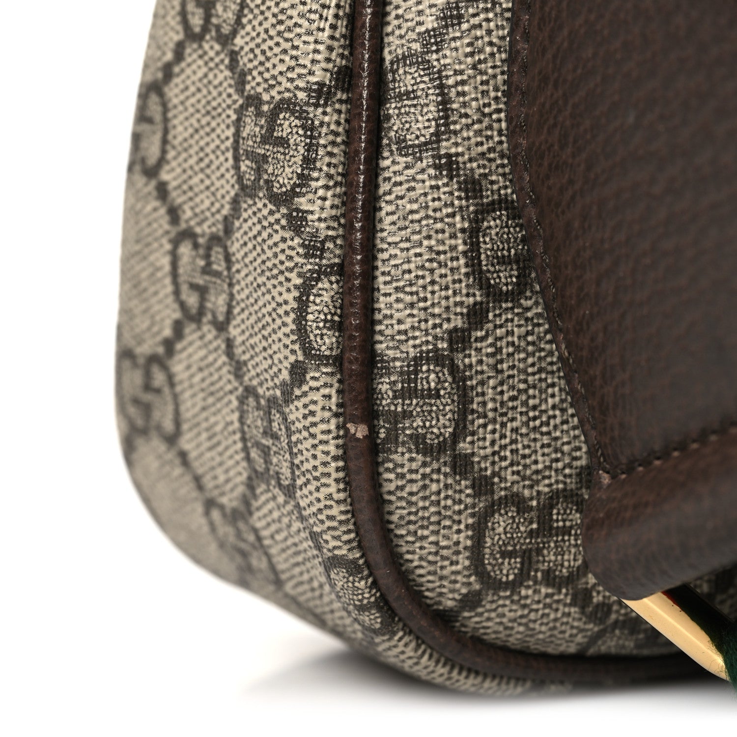Gucci GG Supreme Monogram Textured Dollar Calfskin Web Small Ophidia GG Handbag Beige Ebony New Acero