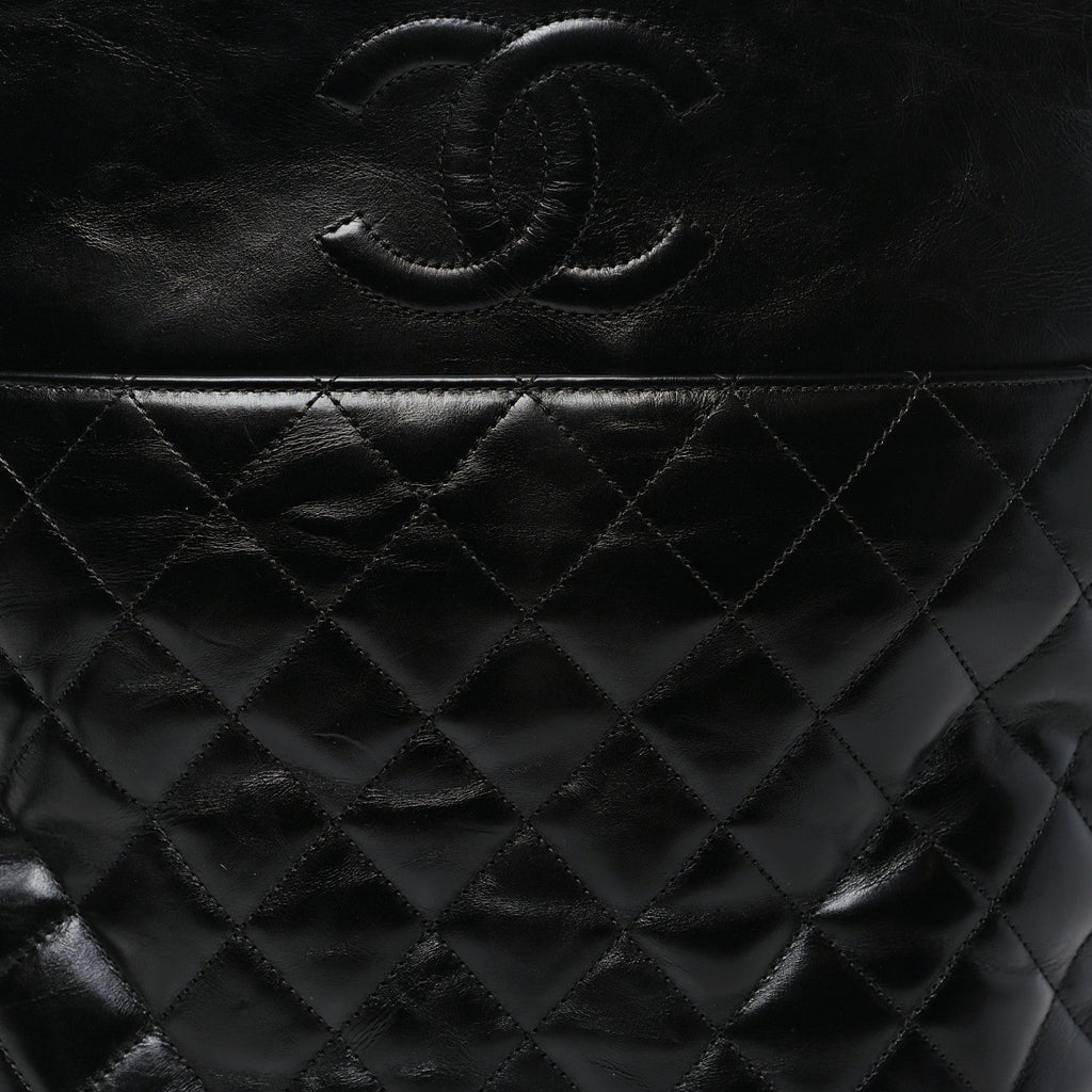 Chanel Crumpled Calfskin En Vogue Rope Hobo Bag Black
