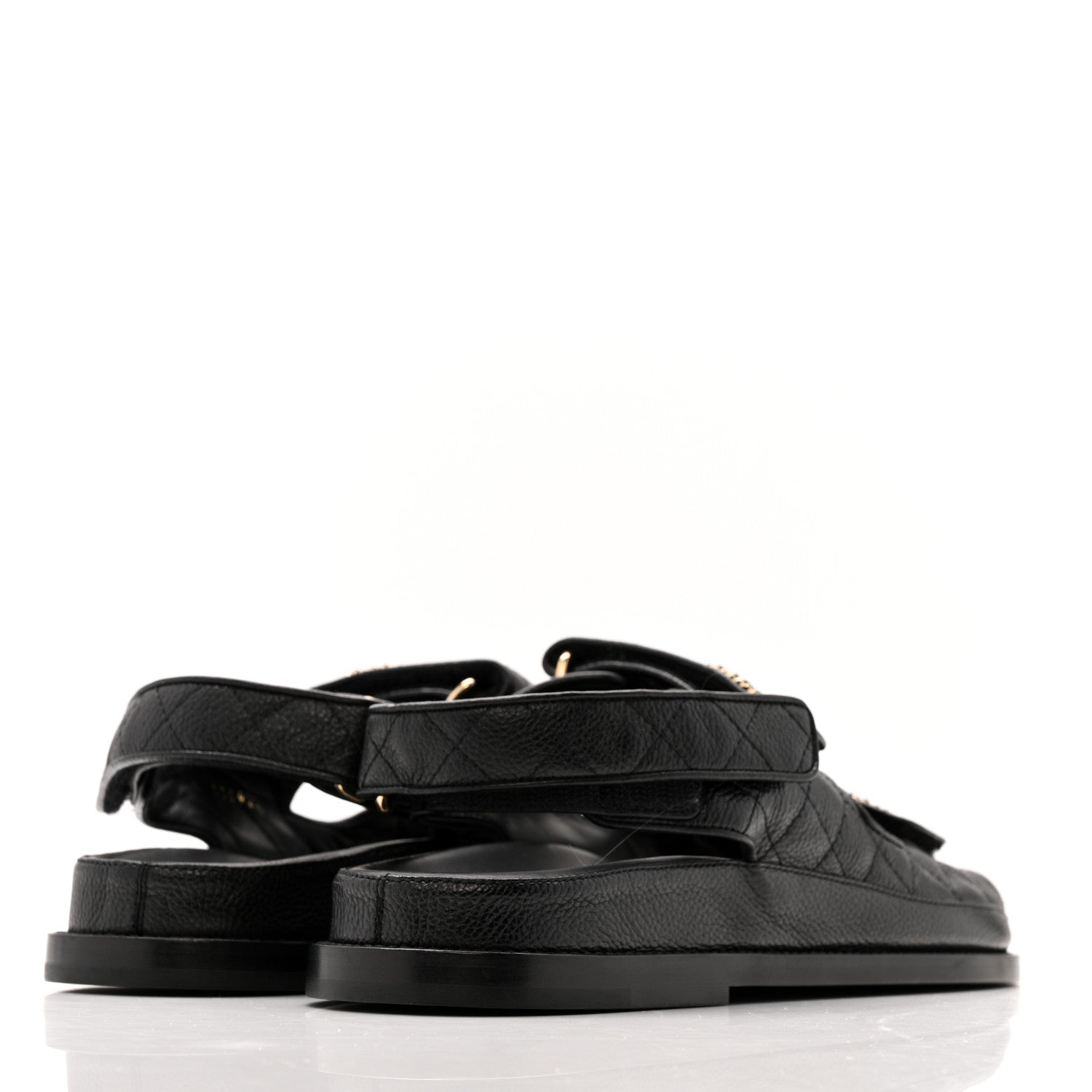 Grained Calfskin Velcro Dad Sandals 39.5 Black