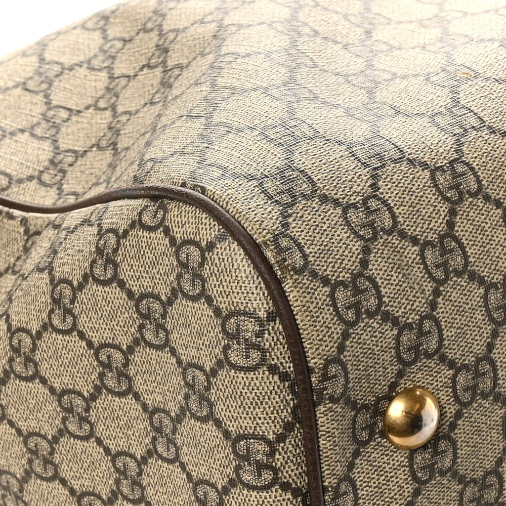 Gucci GG Supreme Monogram Textured Dollar Calfskin Web Medium Ophidia Carry-On Duffle Bag Beige Ebony New Acero