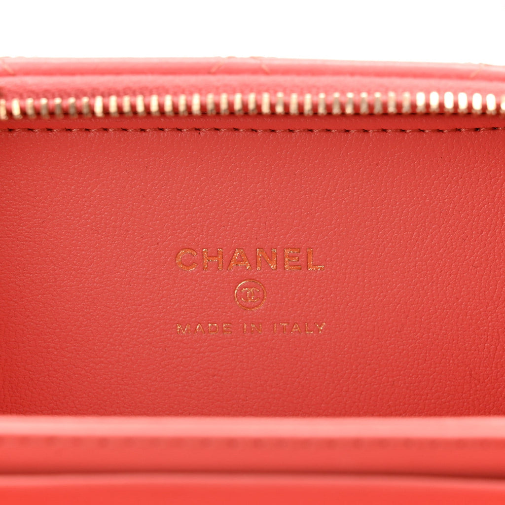 Chanel Lambskin Quilted Top Handle Mini Vanity Case Pink
