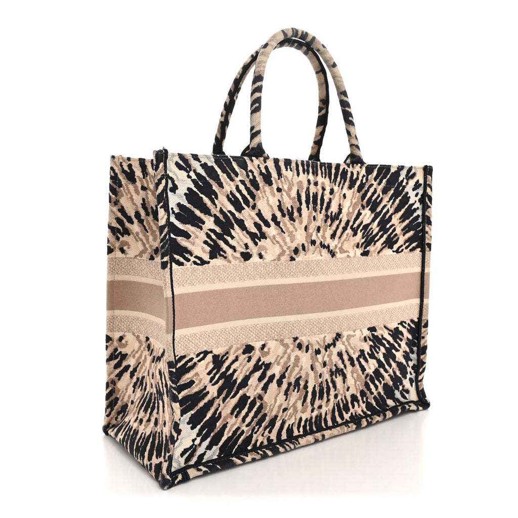 Christian Dior Canvas Embroidered Tie Dye Large Book Tote Multicolor