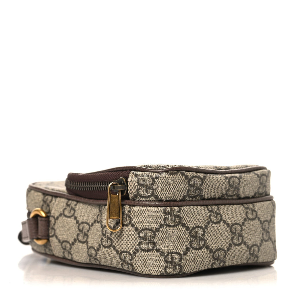 Gucci GG Supreme Monogram Mini Neo Vintage Double Zip Messenger Bag Beige New Acero Crop