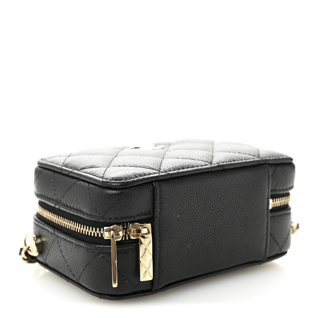 Chanel Caviar Quilted Small Top Handle Vanity Case Black