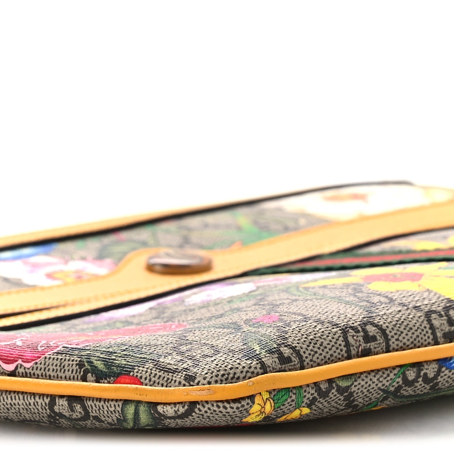 Gucci GG Supreme Monogram Flora Large Ophidia Pouch Clutch Beige Multicolor Crop