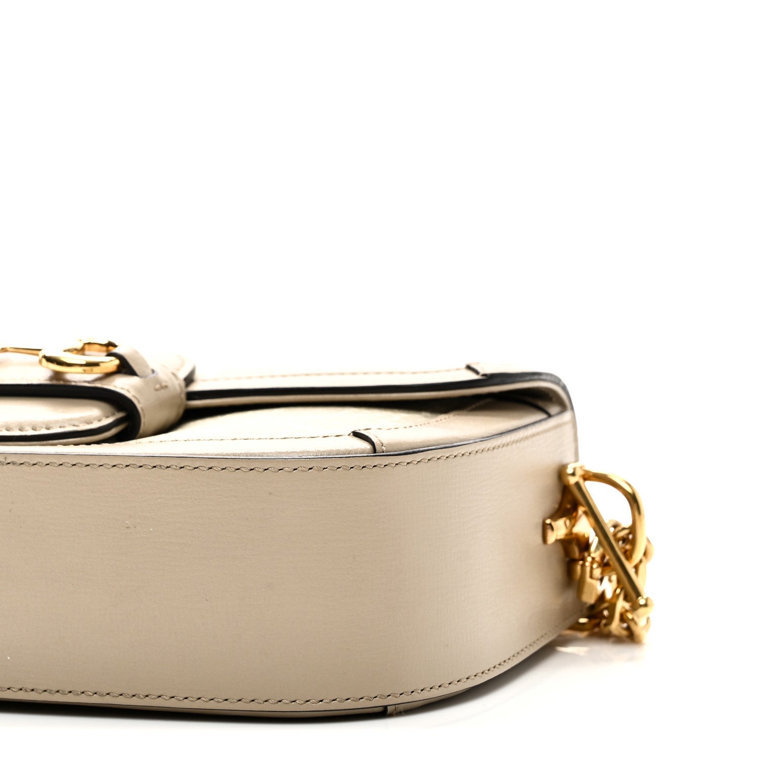 Gucci GG Supreme Monogram Small Horsebit 1955 Chain Shoulder Bag Beige Mystic White