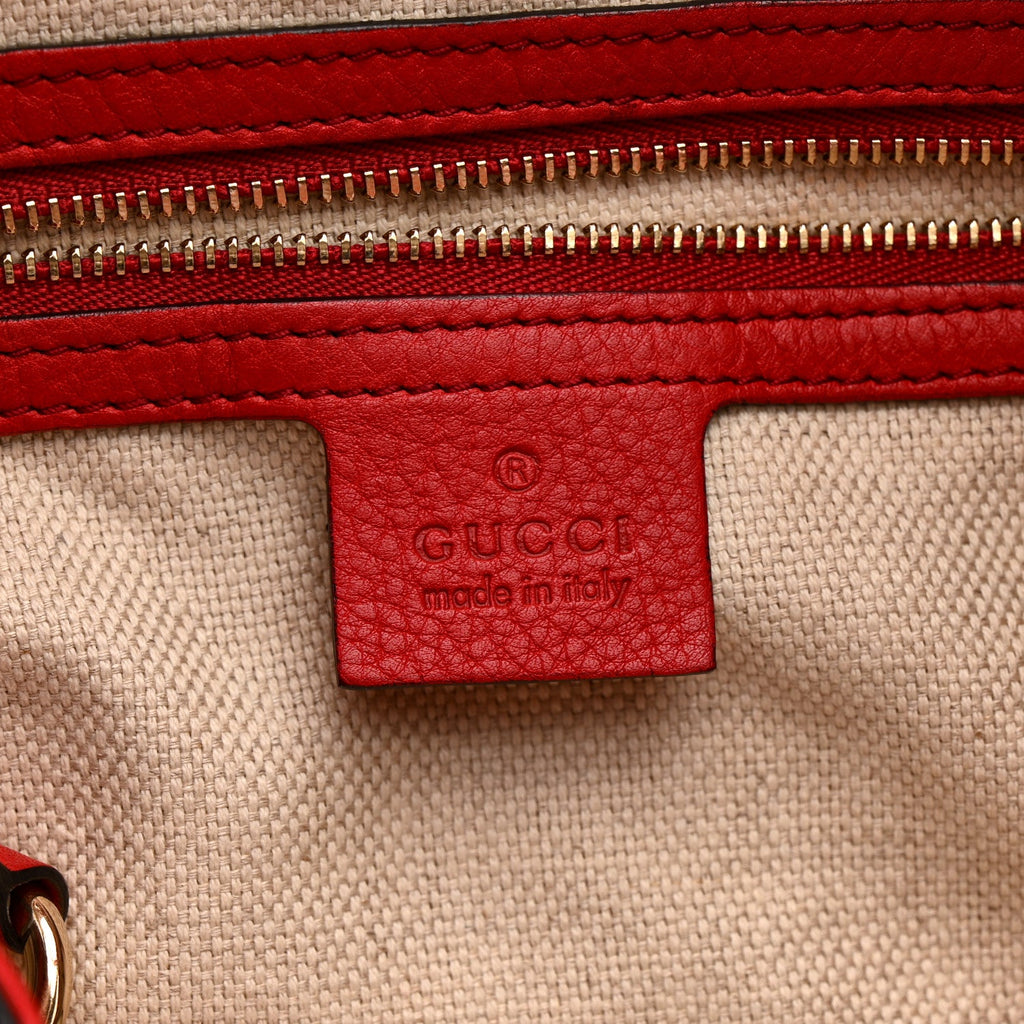 Gucci Pebbled Calfskin Large Soho Shoulder Bag Red