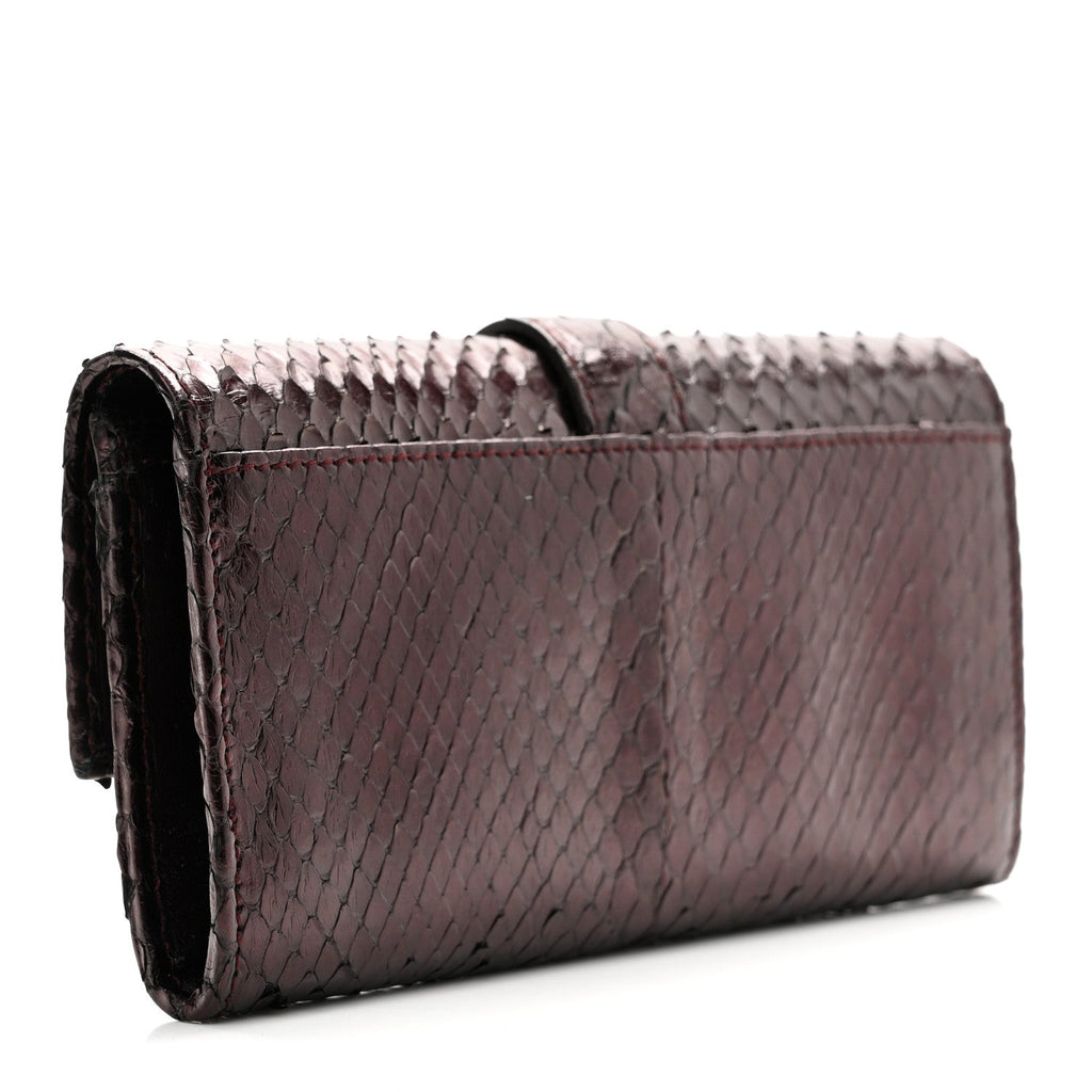 Gucci Metallic Snakeskin Soft Stirrup Wallet Brown