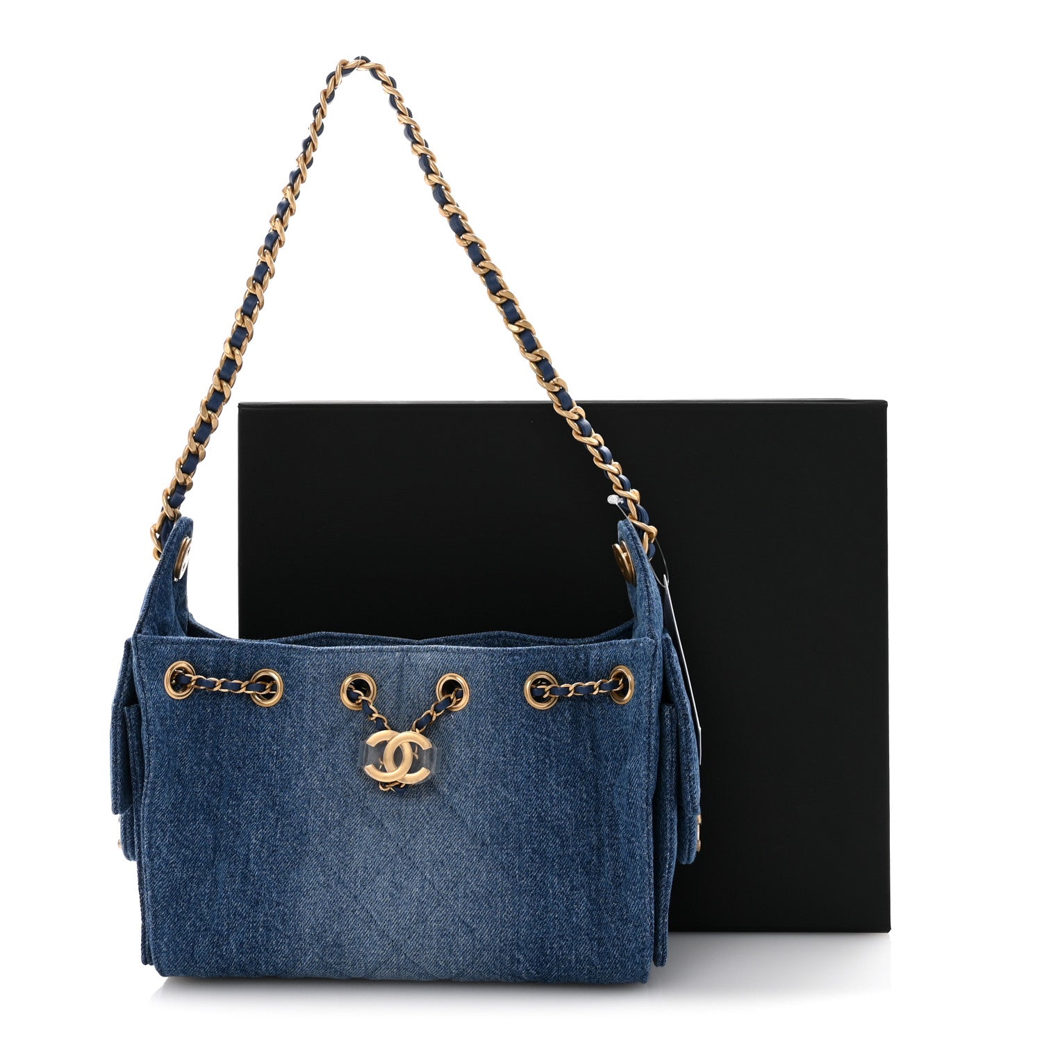 Chanel Washed Denim Quilted Mini Chanel 25 Handbag Blue