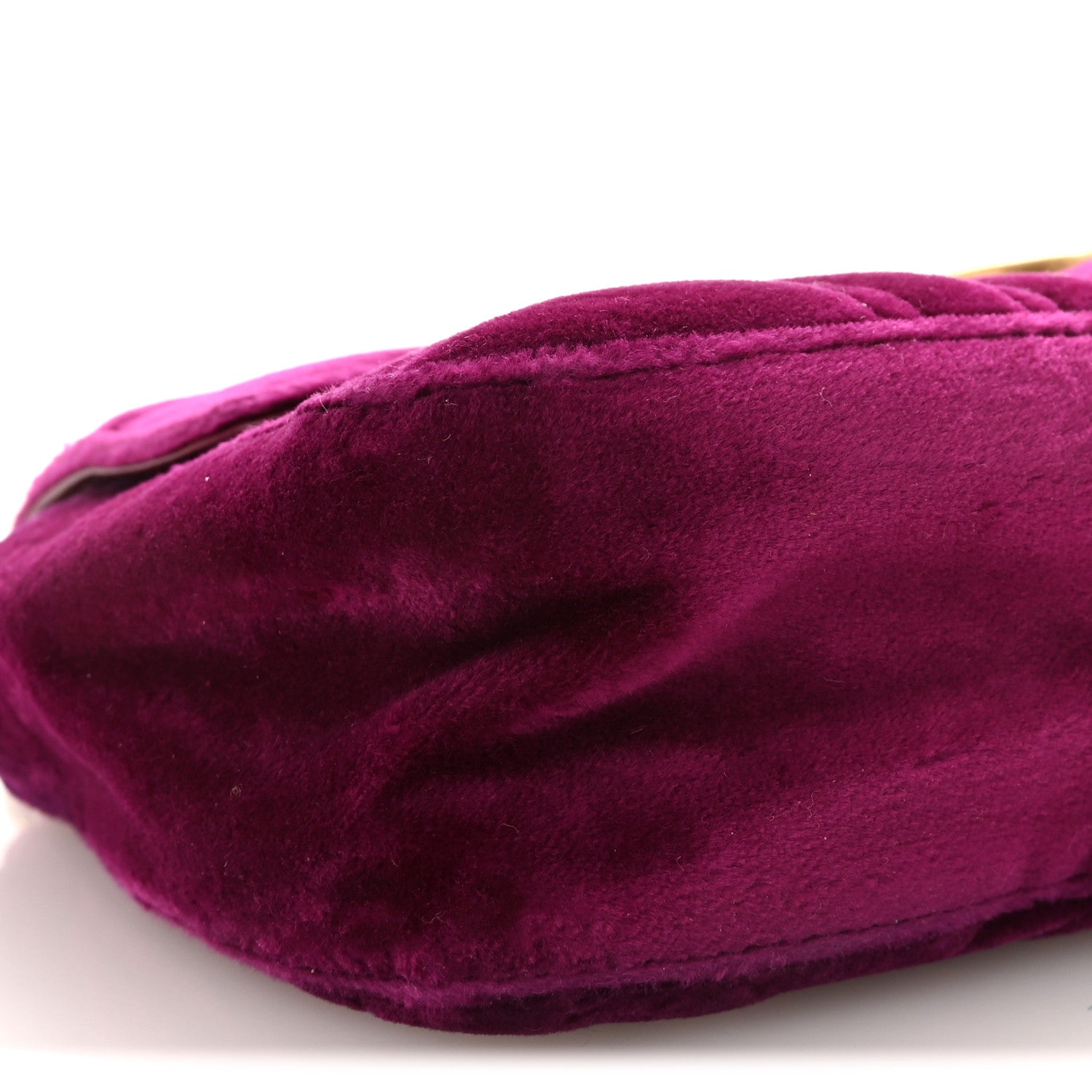 Gucci Velvet Matelasse Mini GG Marmont Shoulder Bag Fuchsia Violet Cyclamen