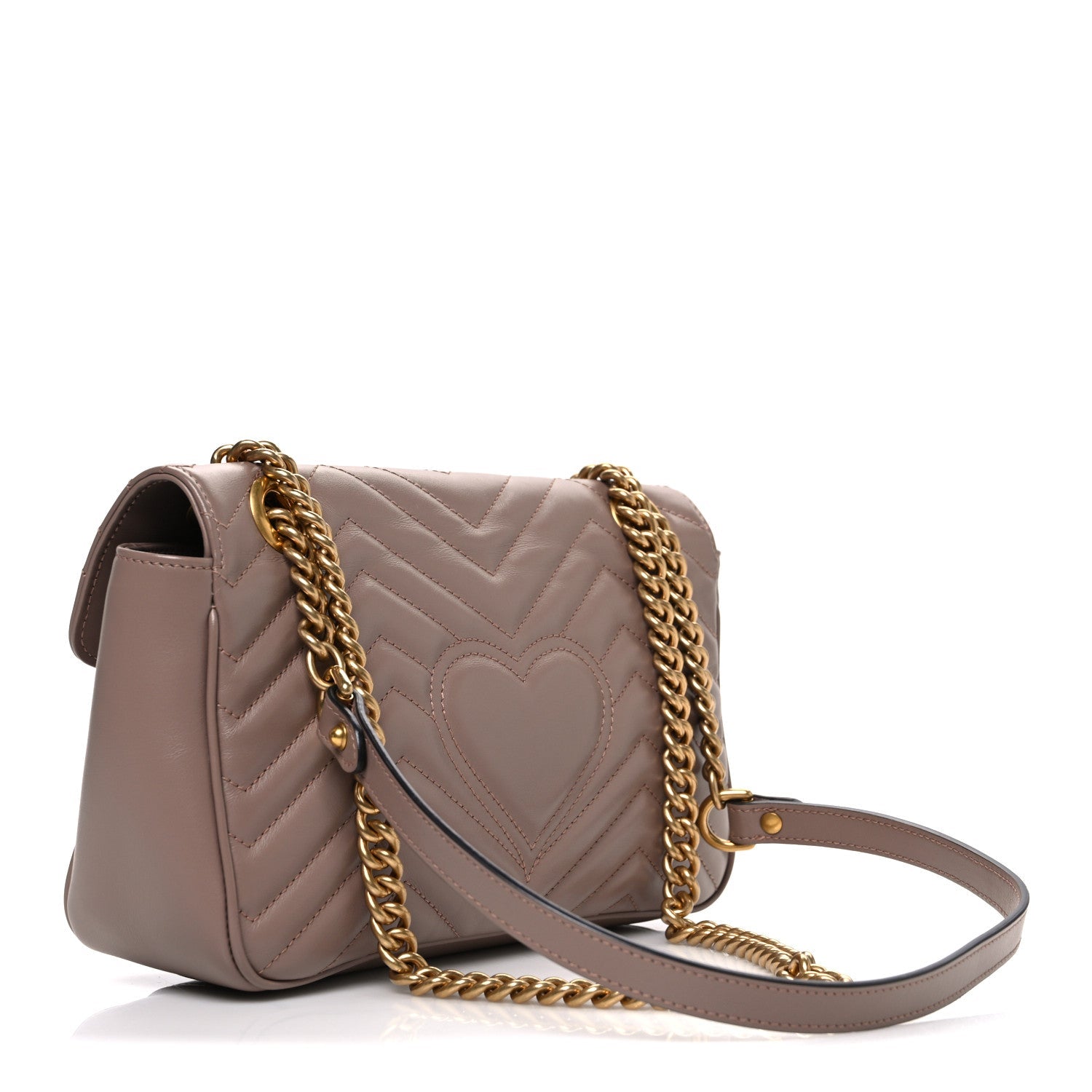 Gucci Calfskin Matelasse Small GG Marmont Shoulder Bag Porcelain Rose