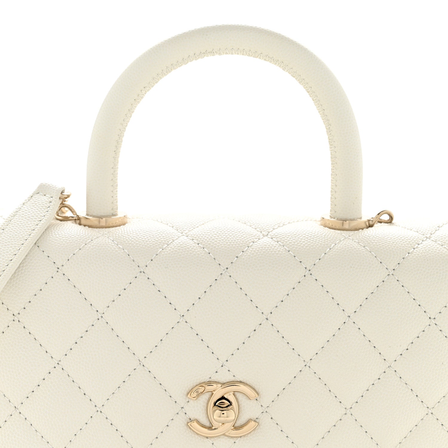 Chanel Caviar Quilted Mini Coco Handle Flap White