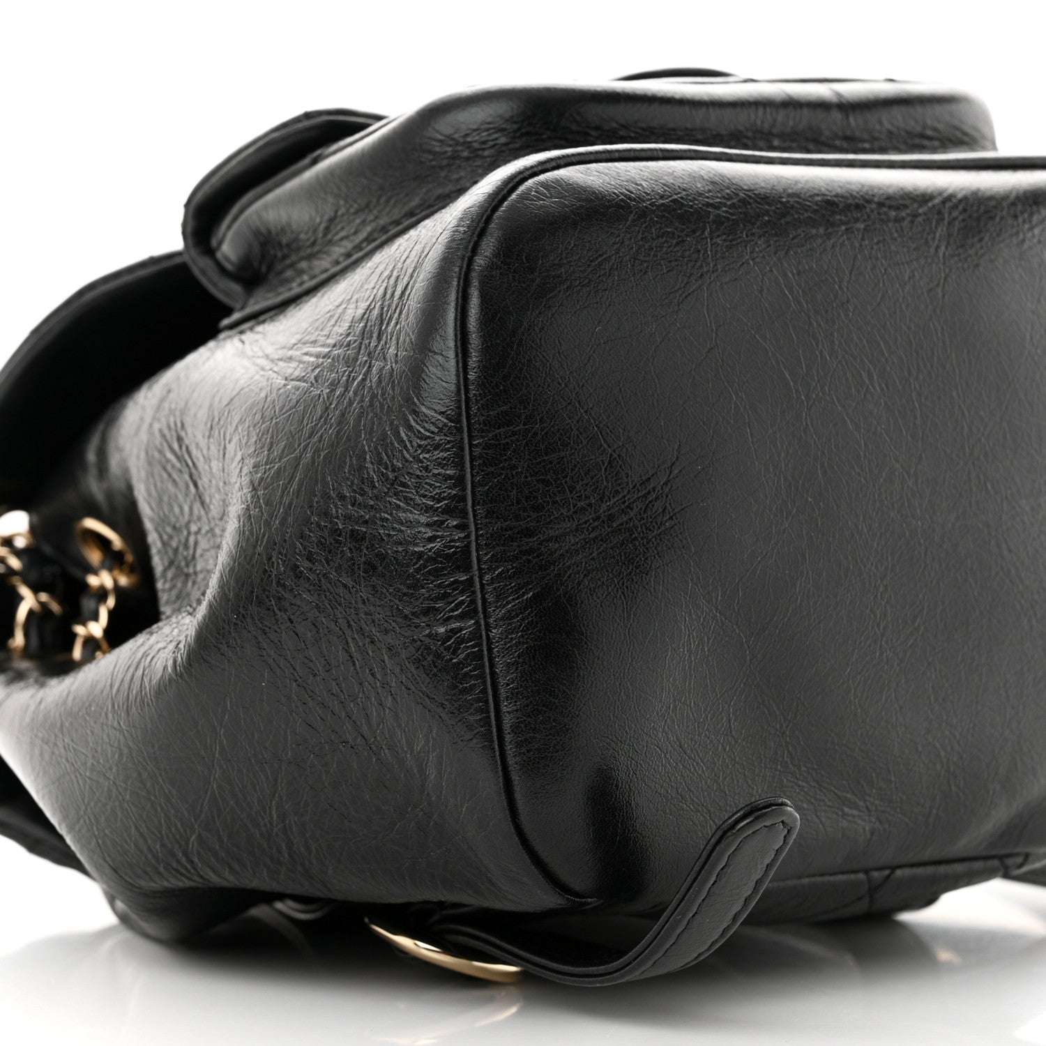Chanel Glazed Aged Calfskin Quilted Small Duma Drawstring Backpack Black