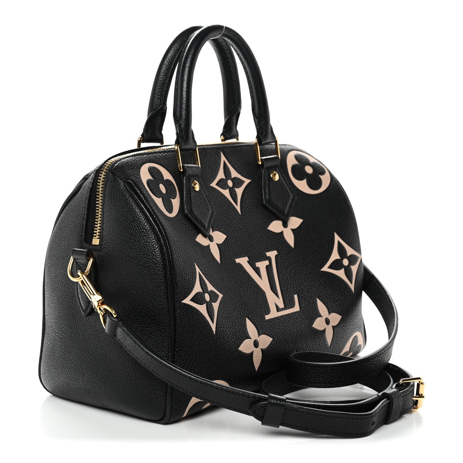 Louis Vuitton Empreinte Monogram Giant Speedy Bandouliere 25 Black Beige