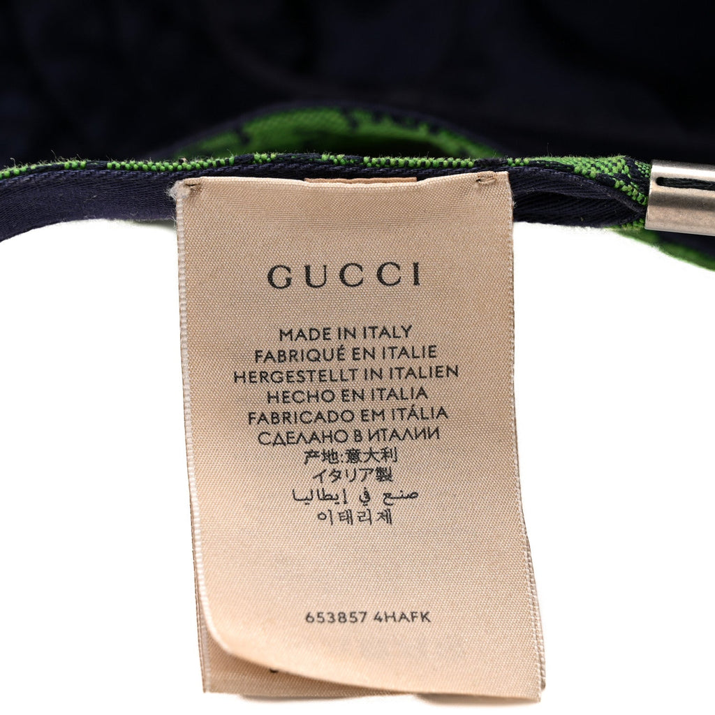 Gucci Monogram Multicolor Reversible Self-Tie Bucket Hat S Green Blue