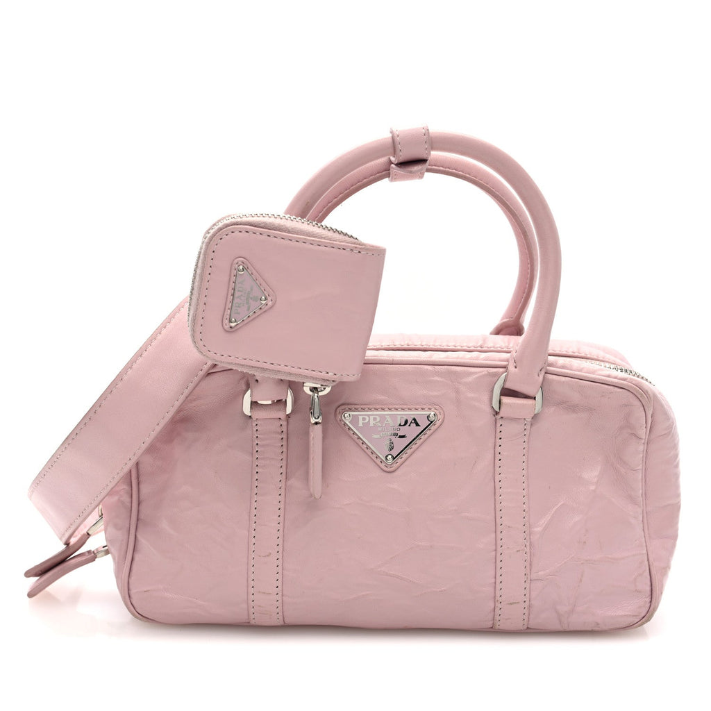 Prada Nappa Antique Small Re-Edition 2001 Two Handle Crossbody Bag Alabastro