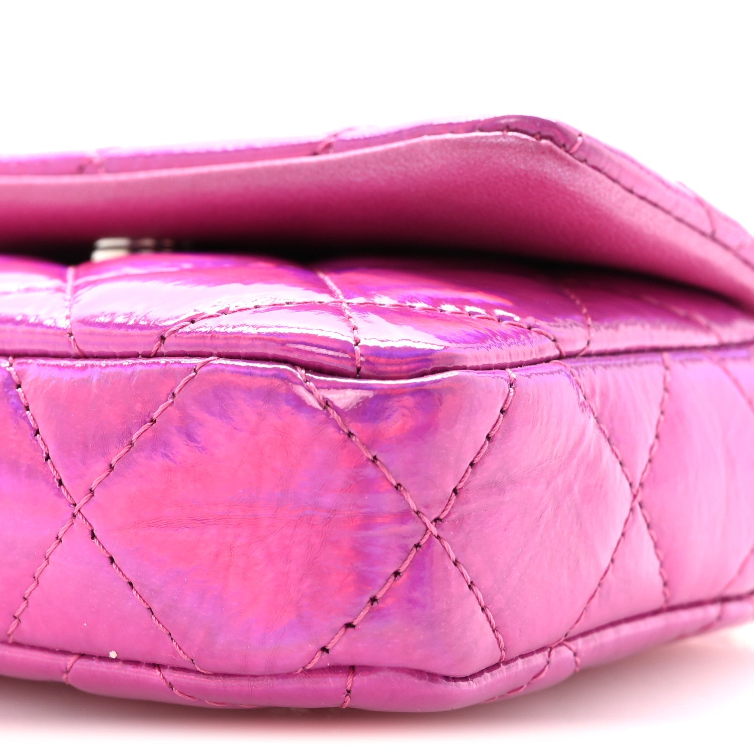 Chanel Patent Lambskin Quilted CC Hook Card Holder Pink