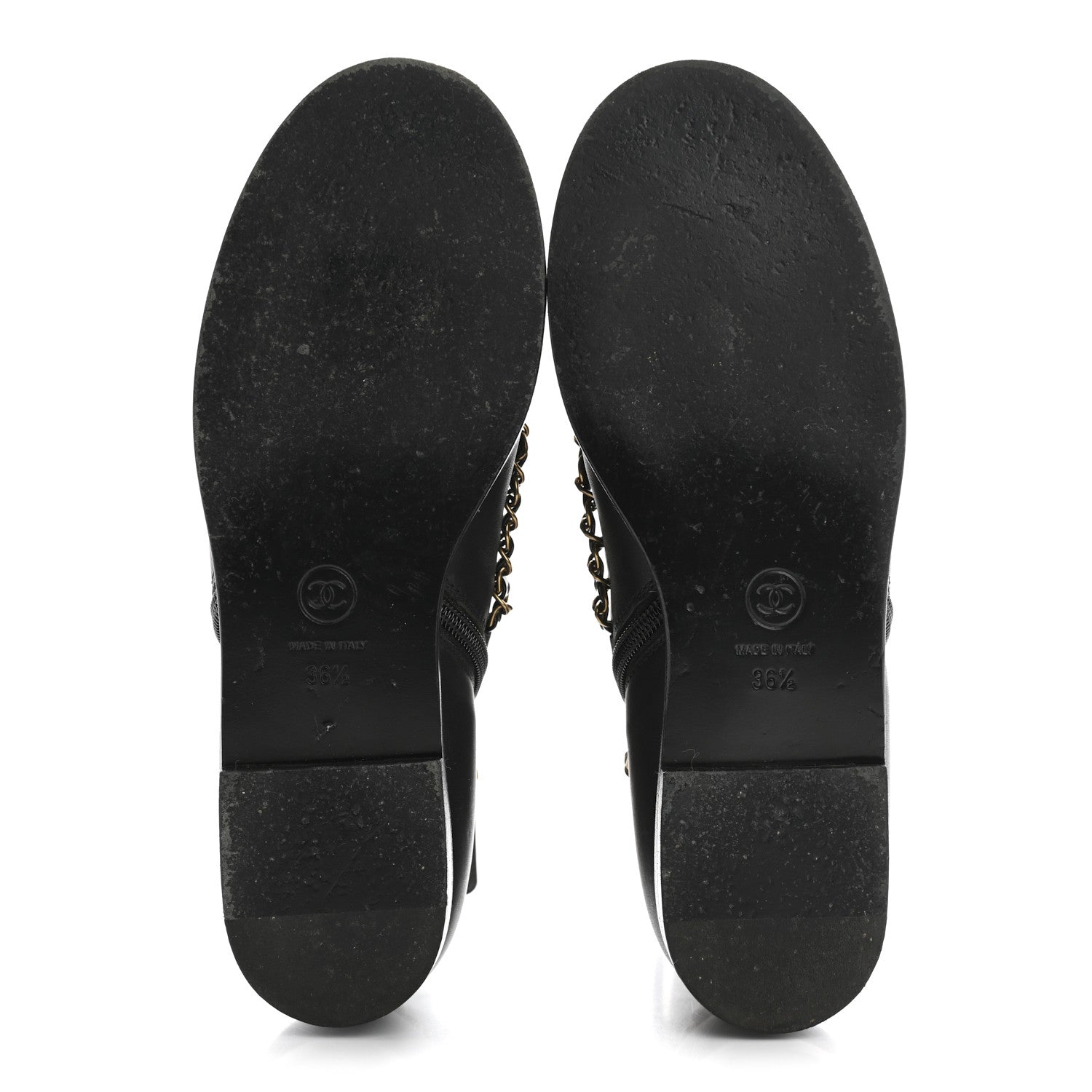 Calfskin Chain Lace Up Boots 36.5 Black