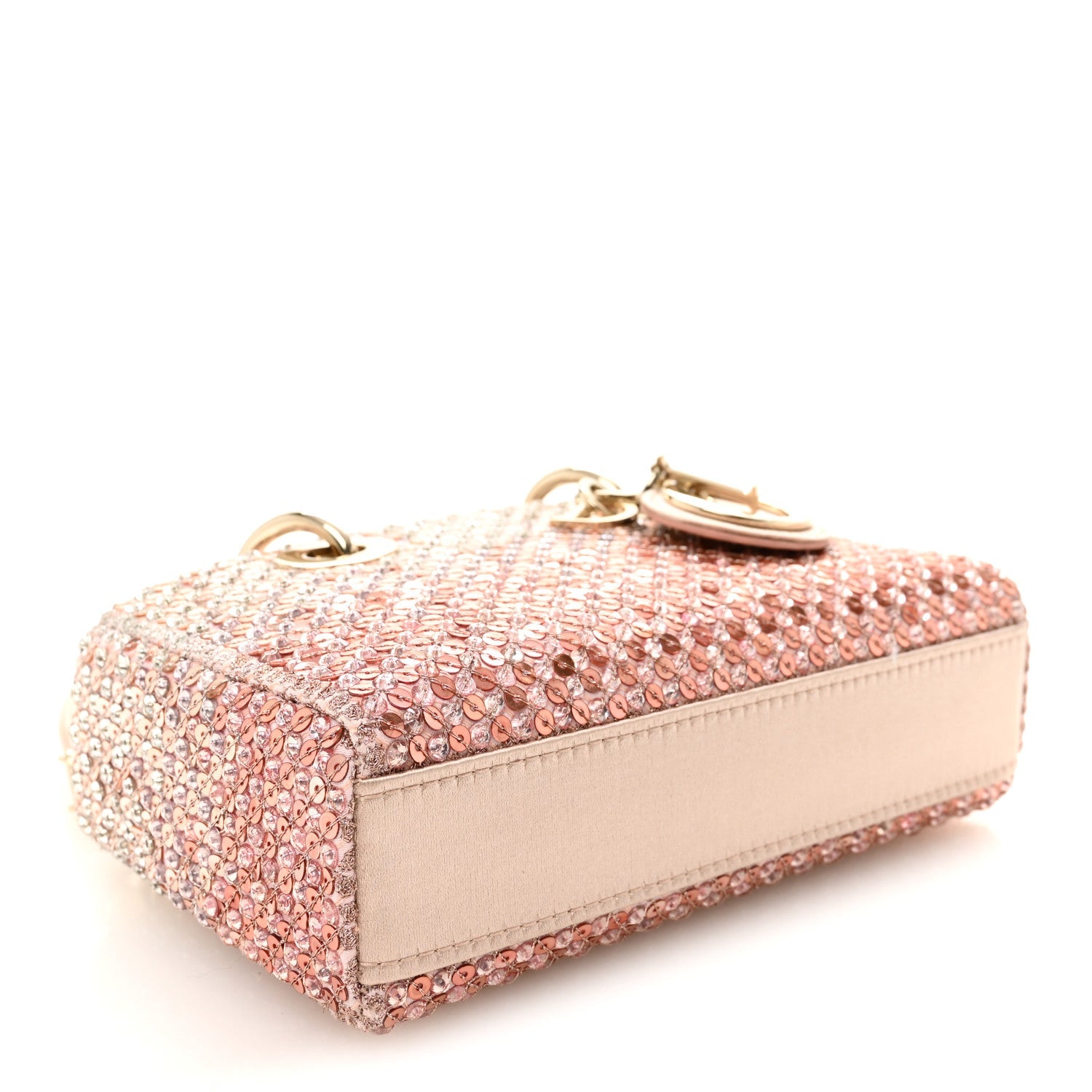 Christian Dior Satin Crystal Sequins Embroidered Micro Lady D-Joy Pink