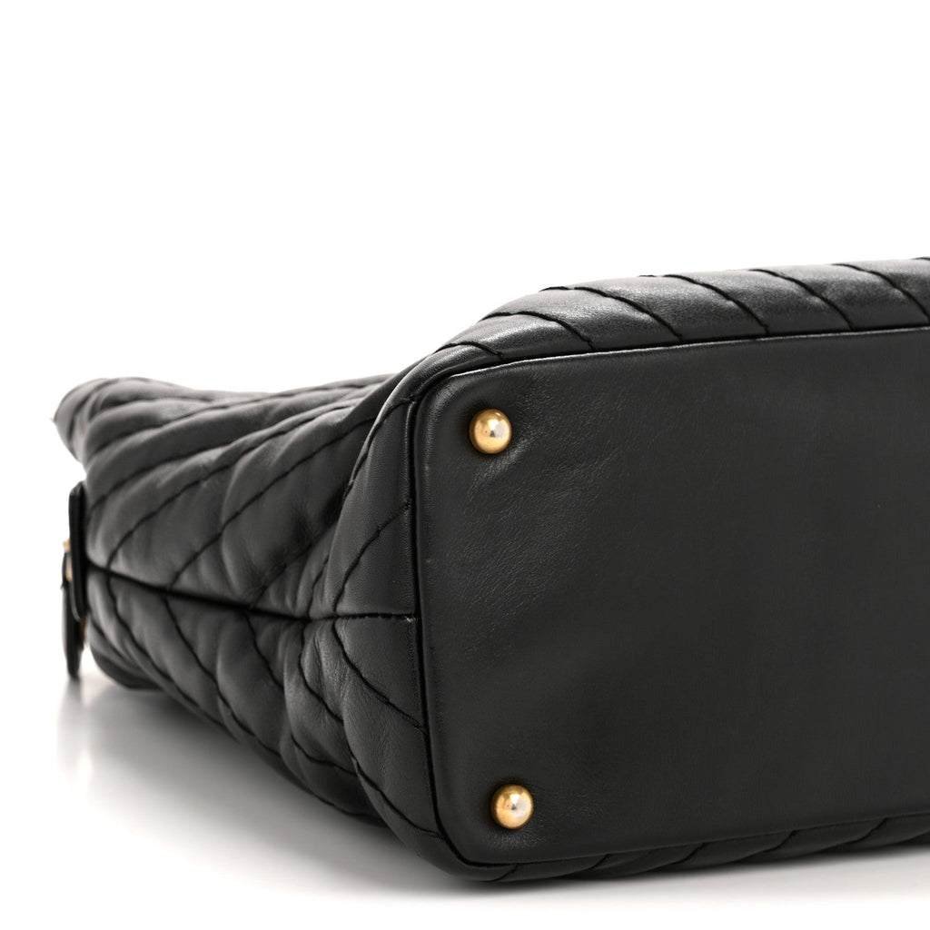 Chanel Calfskin Chevron Quilted Surpique Tote Black