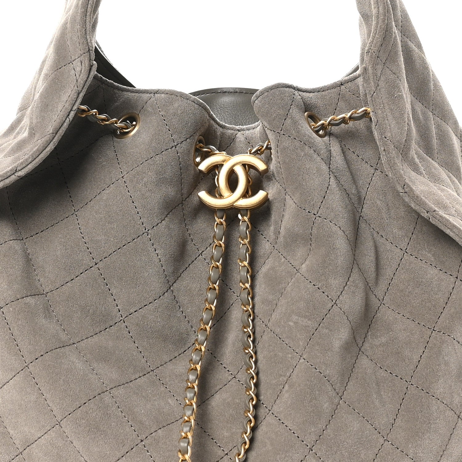 Chanel Suede Quilted Medium Chanel 25 Handbag Dark Grey