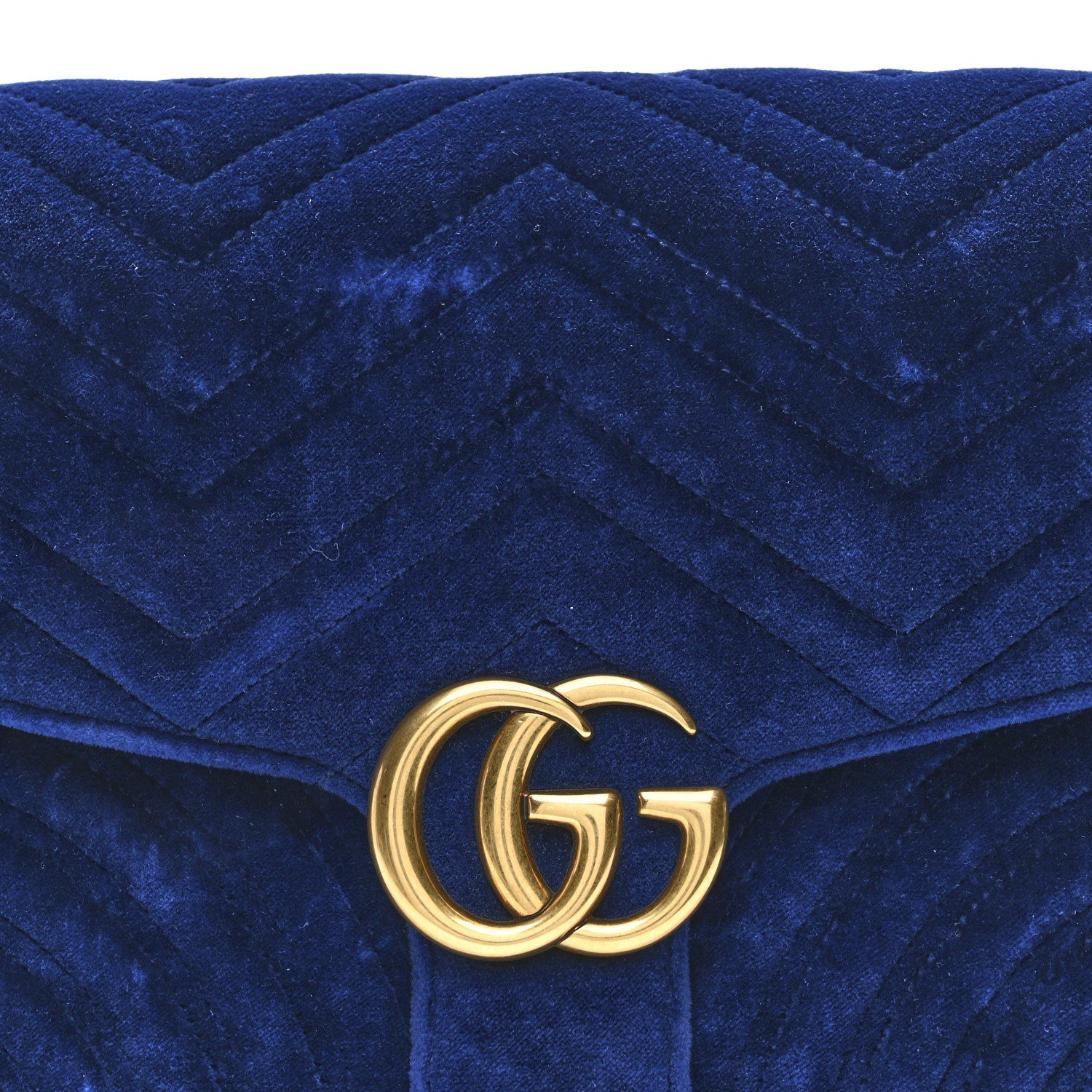 Gucci Velvet Matelasse GG Marmont Clutch Cobalt Blue