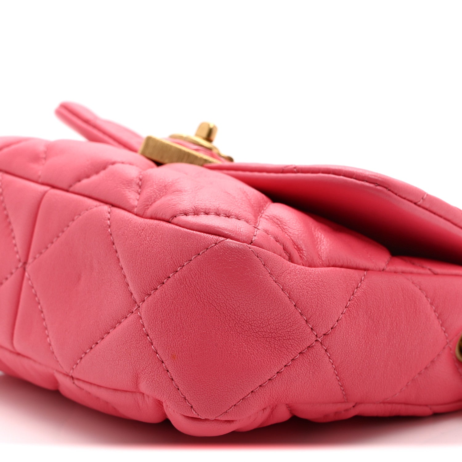 Chanel Lambskin Plexiglass Quilted Coco Love Mini Flap Pink