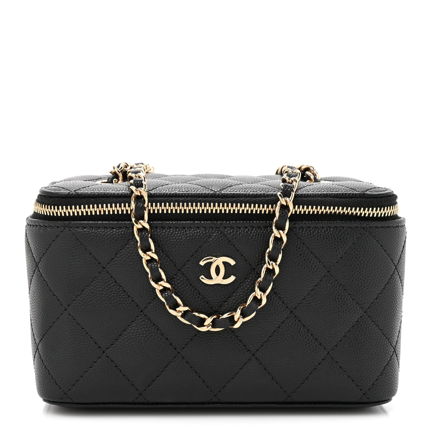 Chanel Caviar Quilted Small Vanity Case With Chain Black