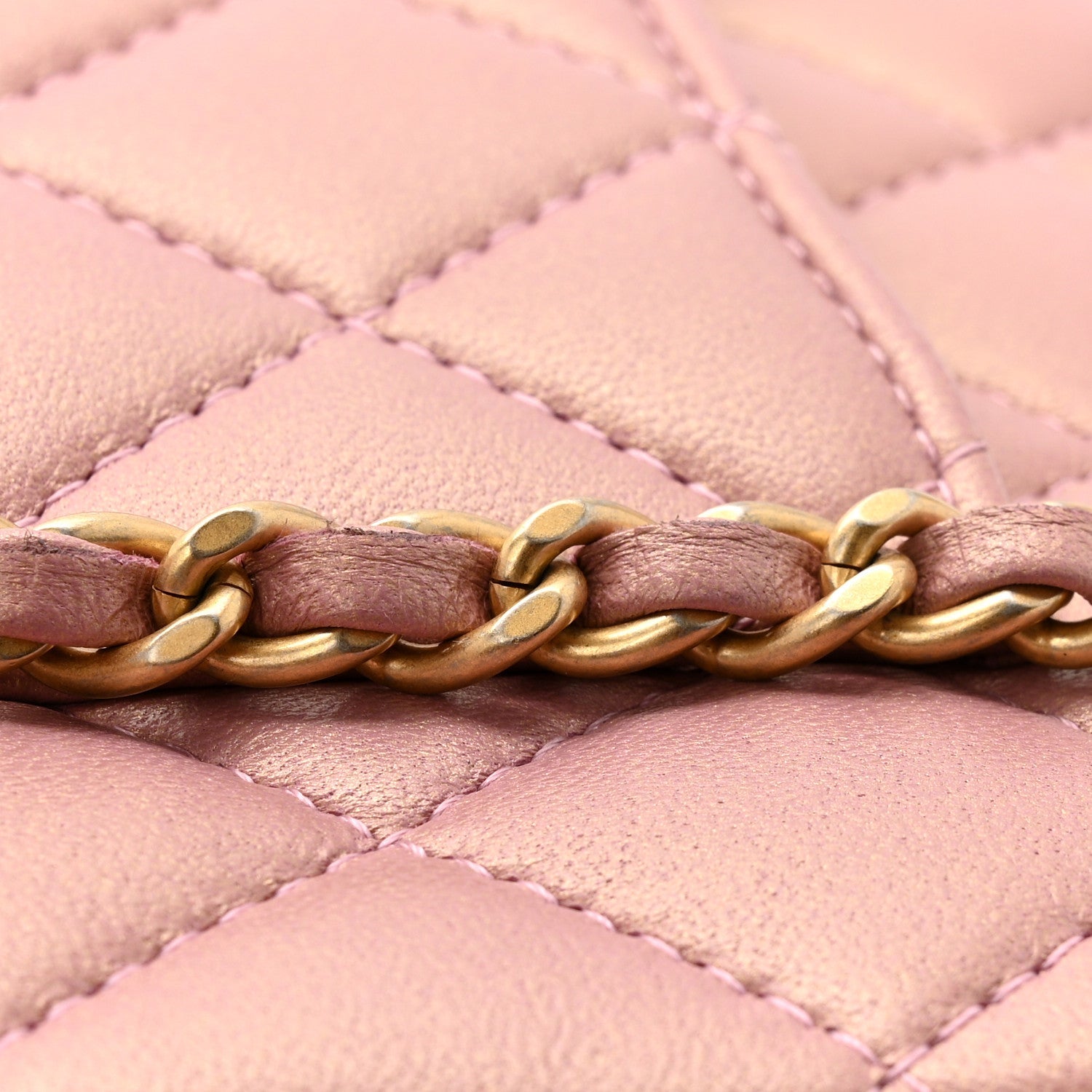 Chanel Iridescent Lambskin Quilted Mini Top Handle Rectangular Flap Pink