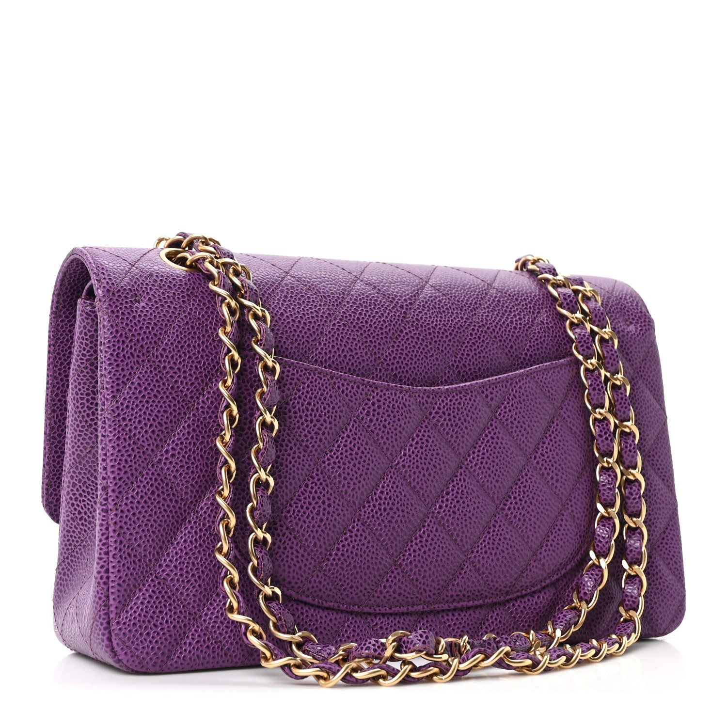 Chanel Caviar Quilted Medium Double Flap Purple