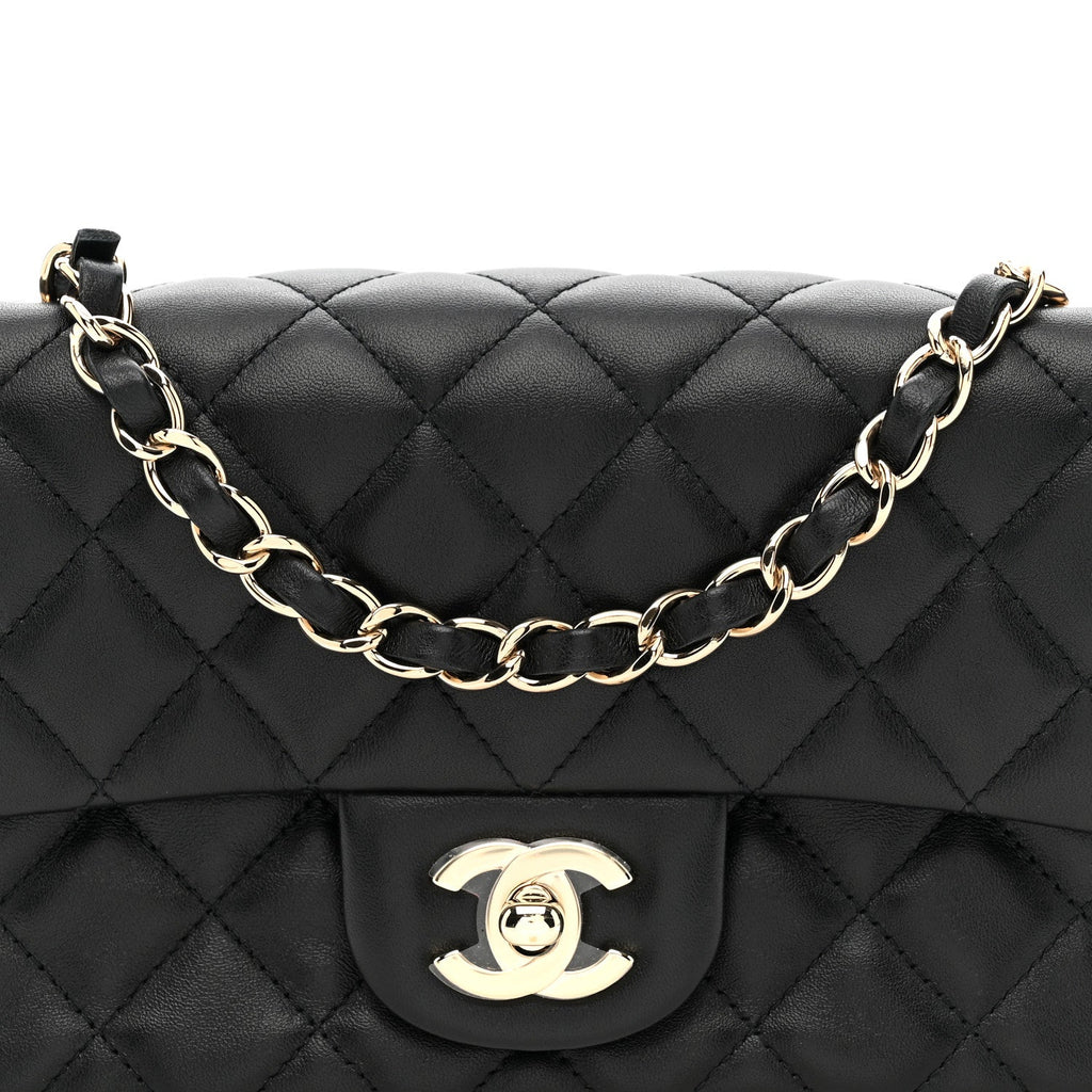 Chanel Lambskin Quilted Mini Rectangular Flap Black