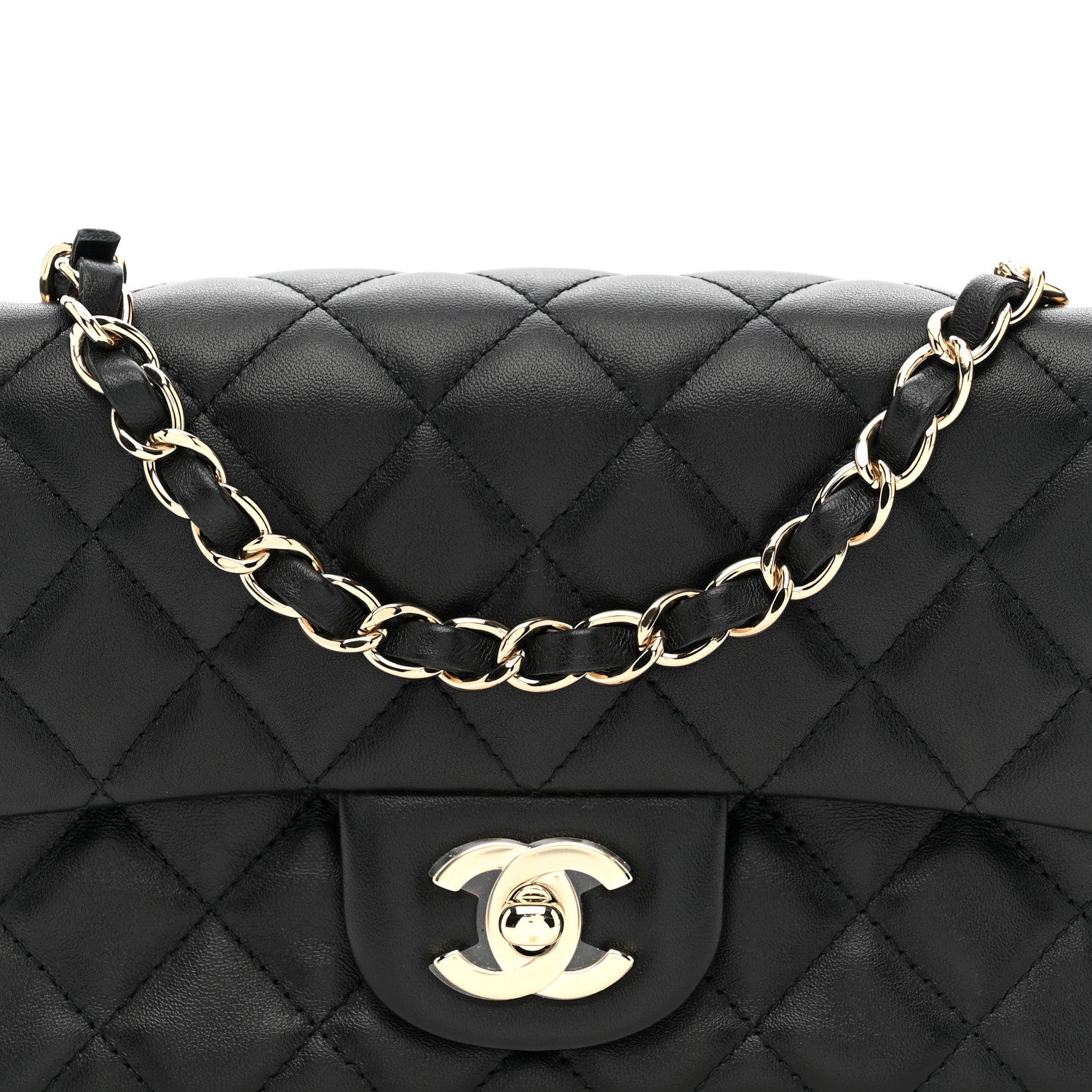 Chanel Lambskin Quilted Mini Rectangular Flap Black
