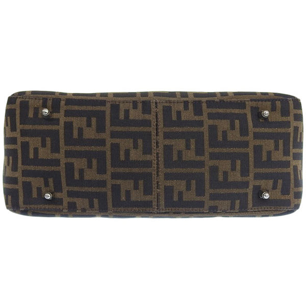 FENDI Ff Pattern Logo Plate Tote Bag Brown