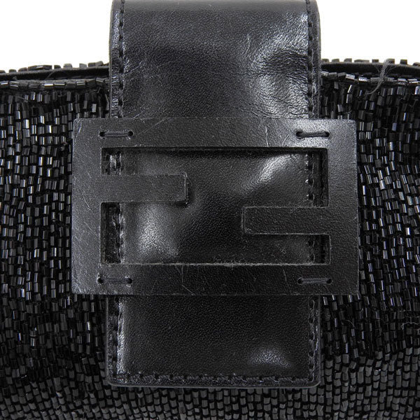 FENDI Beads Mamma Baguette Shoulder Bag Black