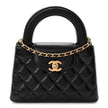 Chanel Shiny Aged Calfskin Quilted Nano Kelly Shopper Black