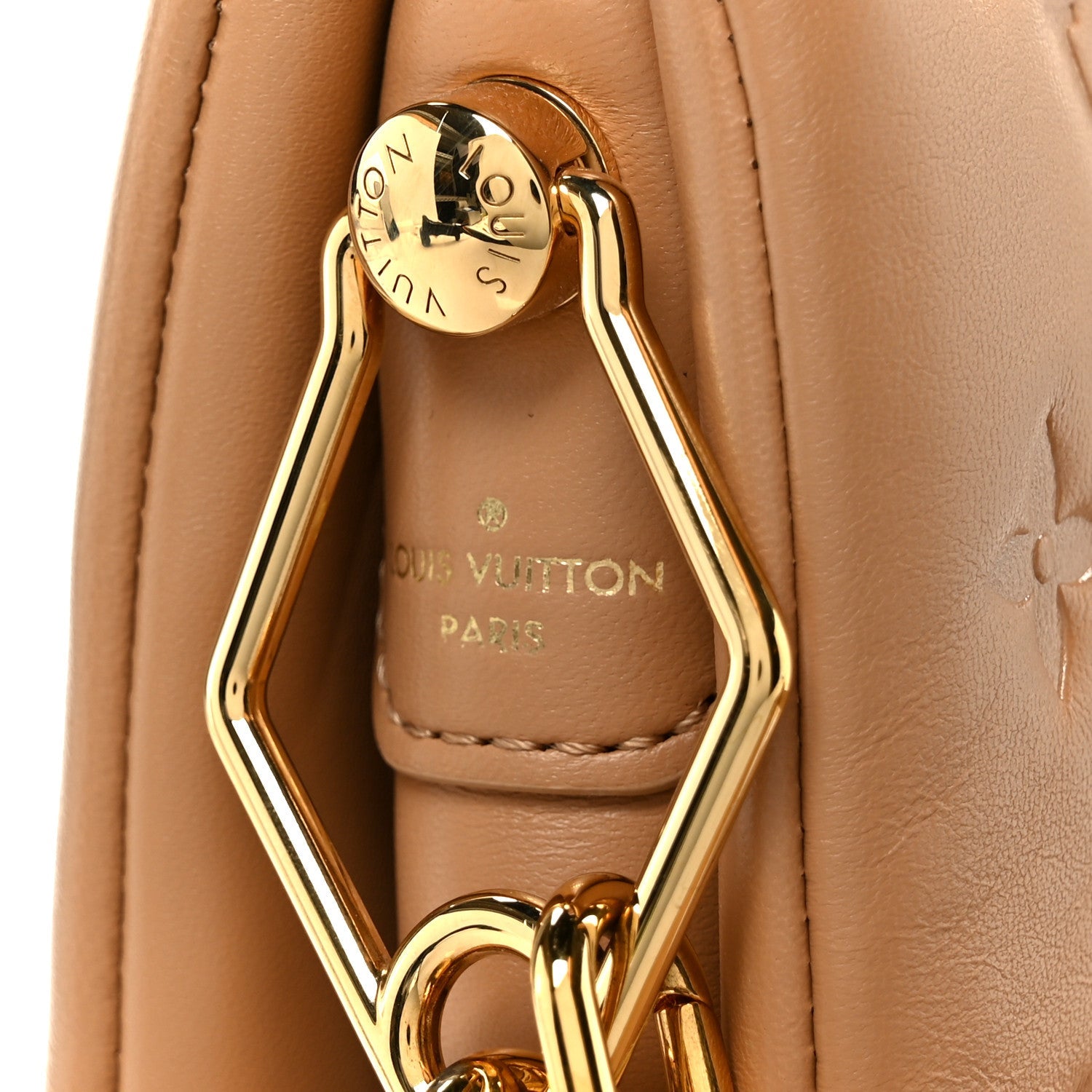 Louis Vuitton Lambskin Embossed Monogram Coussin PM Camel